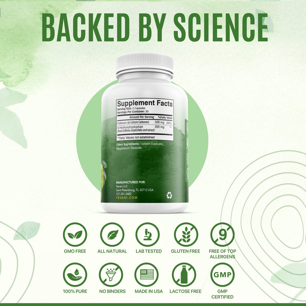 YEVANI 5-HTP Formula with Calcium for Sleep - 60 Capsules - image 3