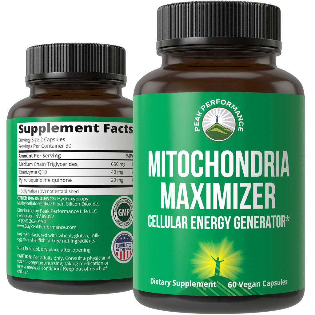 Peak Performance Mitochondria Maximizer with CoQ10 and PQQ - 60 Capsules