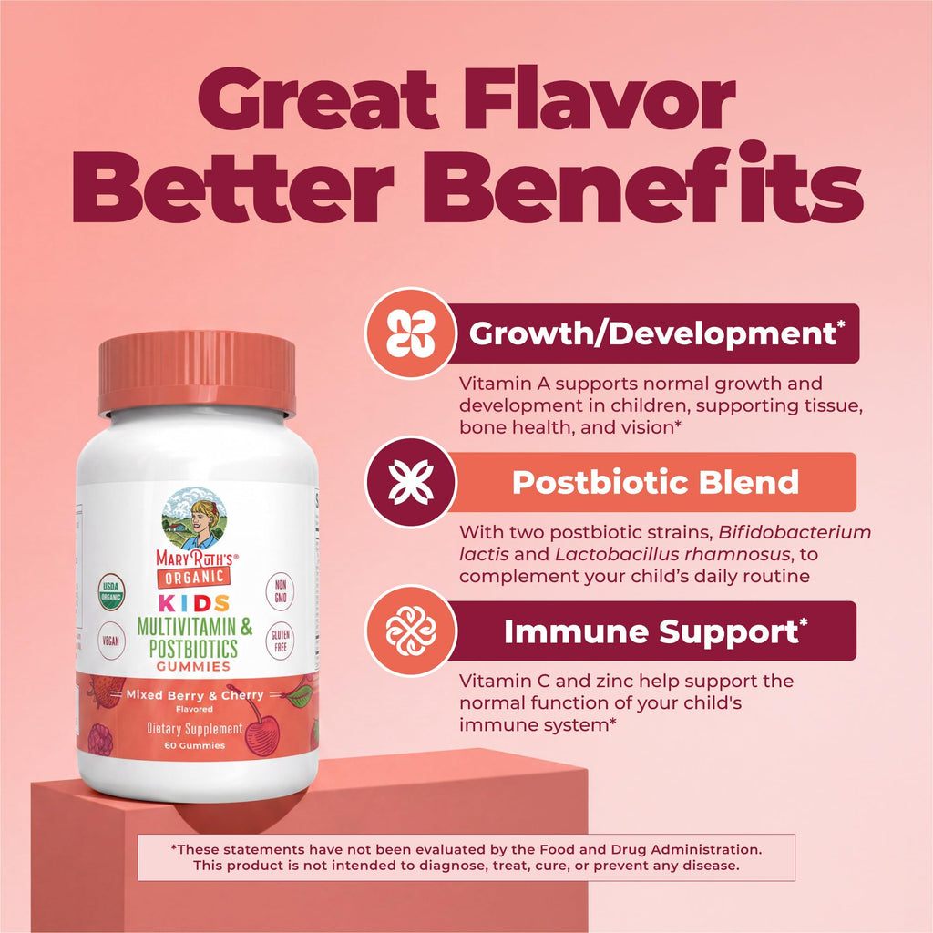 MaryRuth's Organic Kids Multivitamin + Postbiotics Gummies - 60 Count - image 4