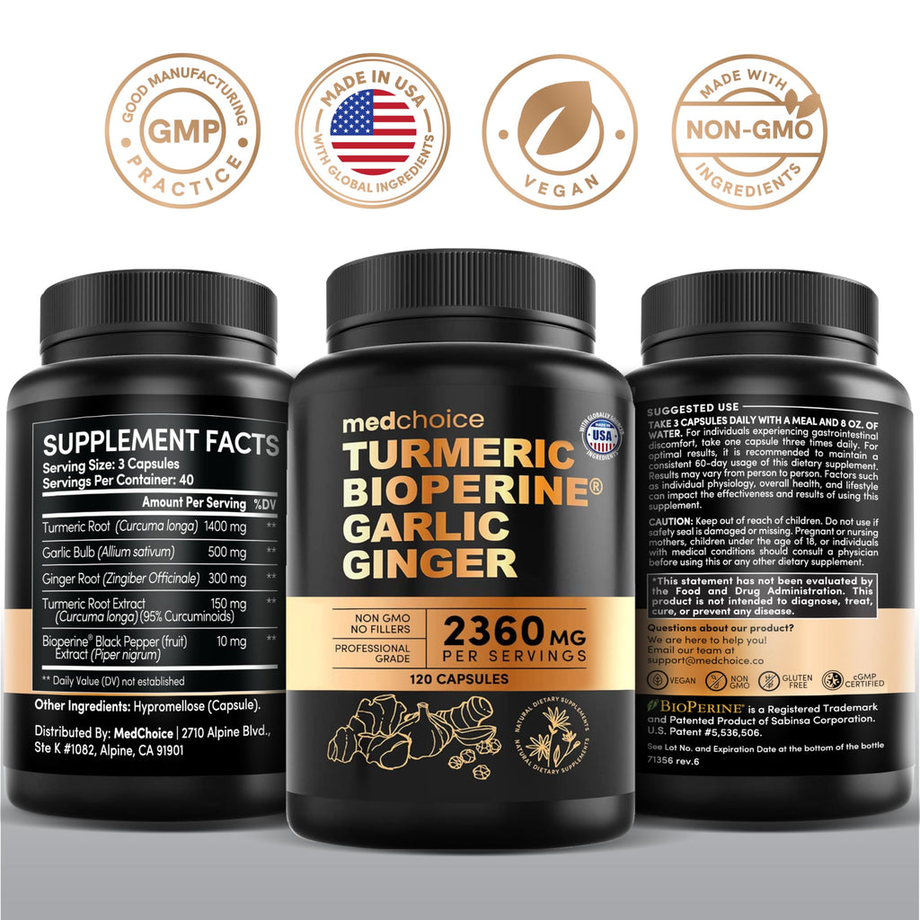 MEDCHOICE Liposomal Organic Turmeric Curcumin with Black Pepper