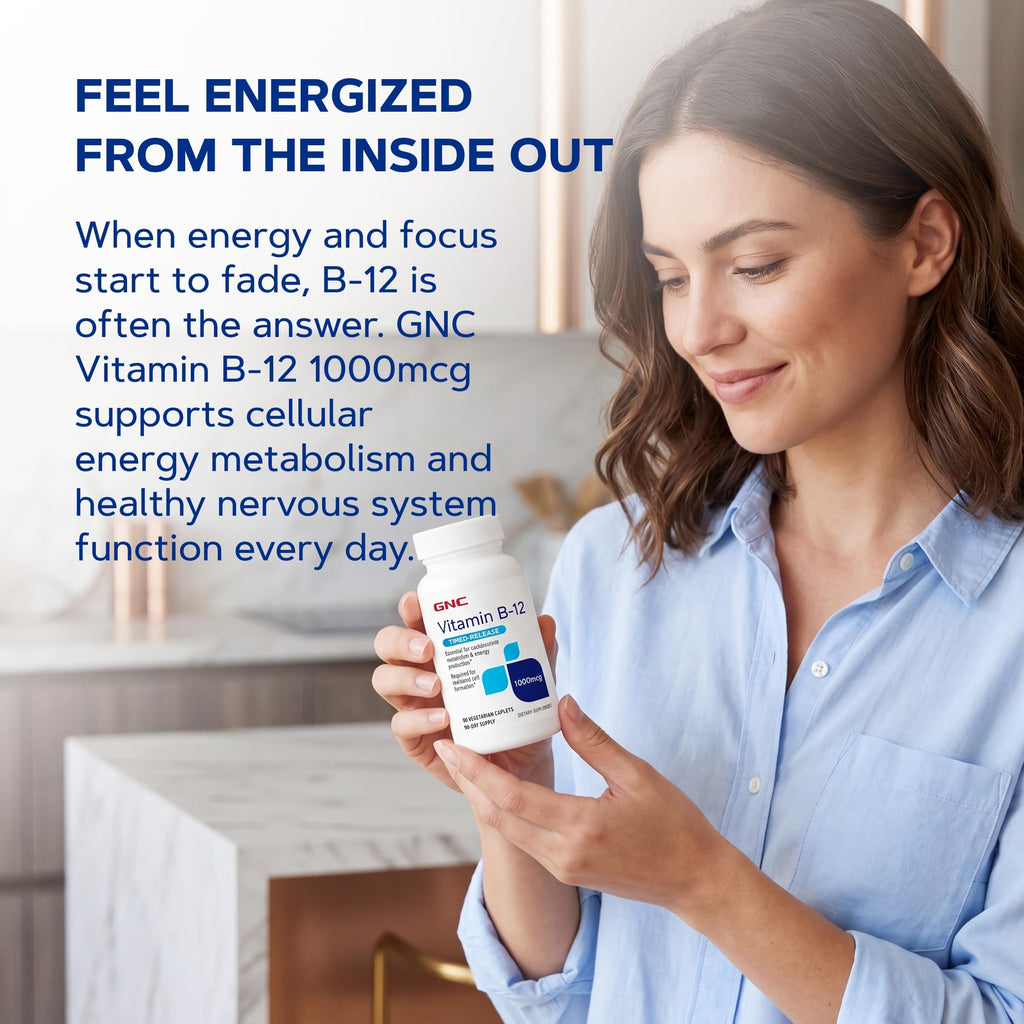 GNC Vitamin B-12 1000mcg Supports Energy Production - 90 Caplets - image 7