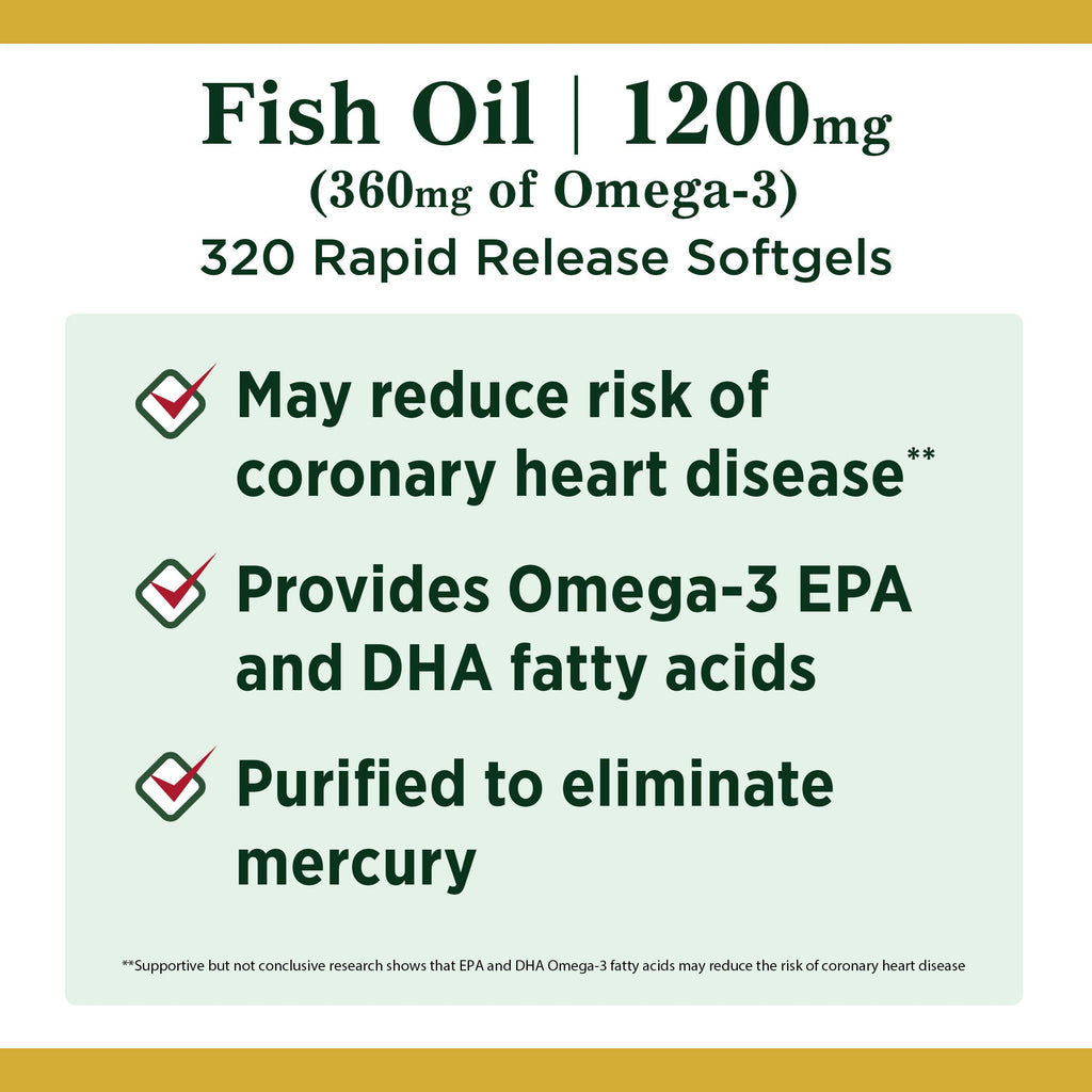Nature's Bounty Fish Oil 1200 mg - 320 Softgels - image 3