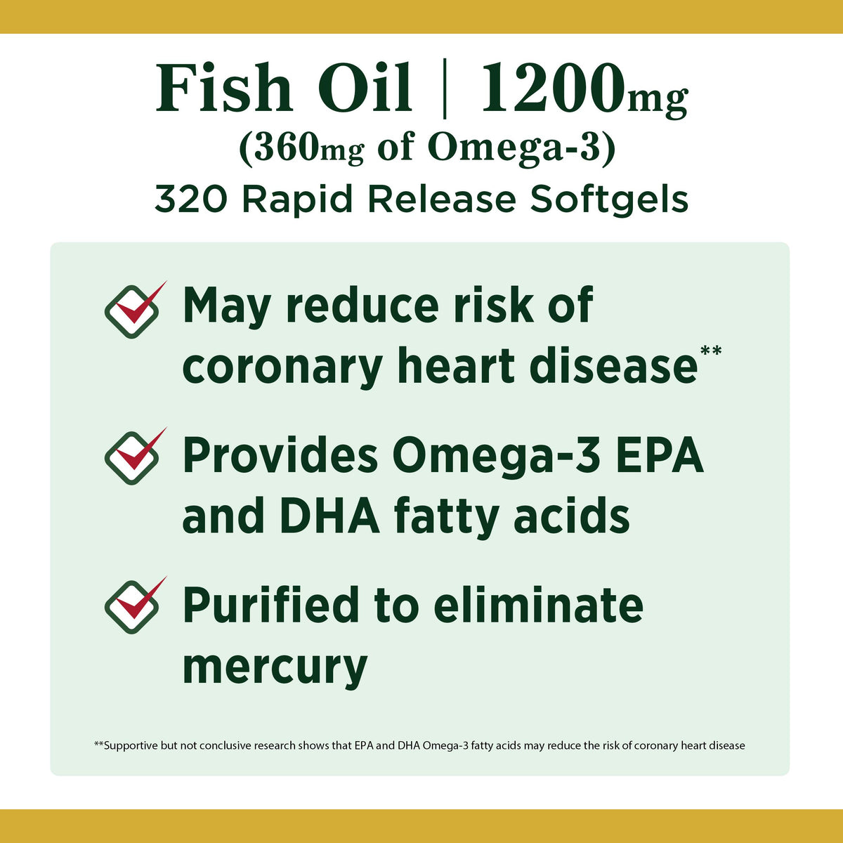 Nature's Bounty Fish Oil 1200 mg - 320 Softgels - image 3
