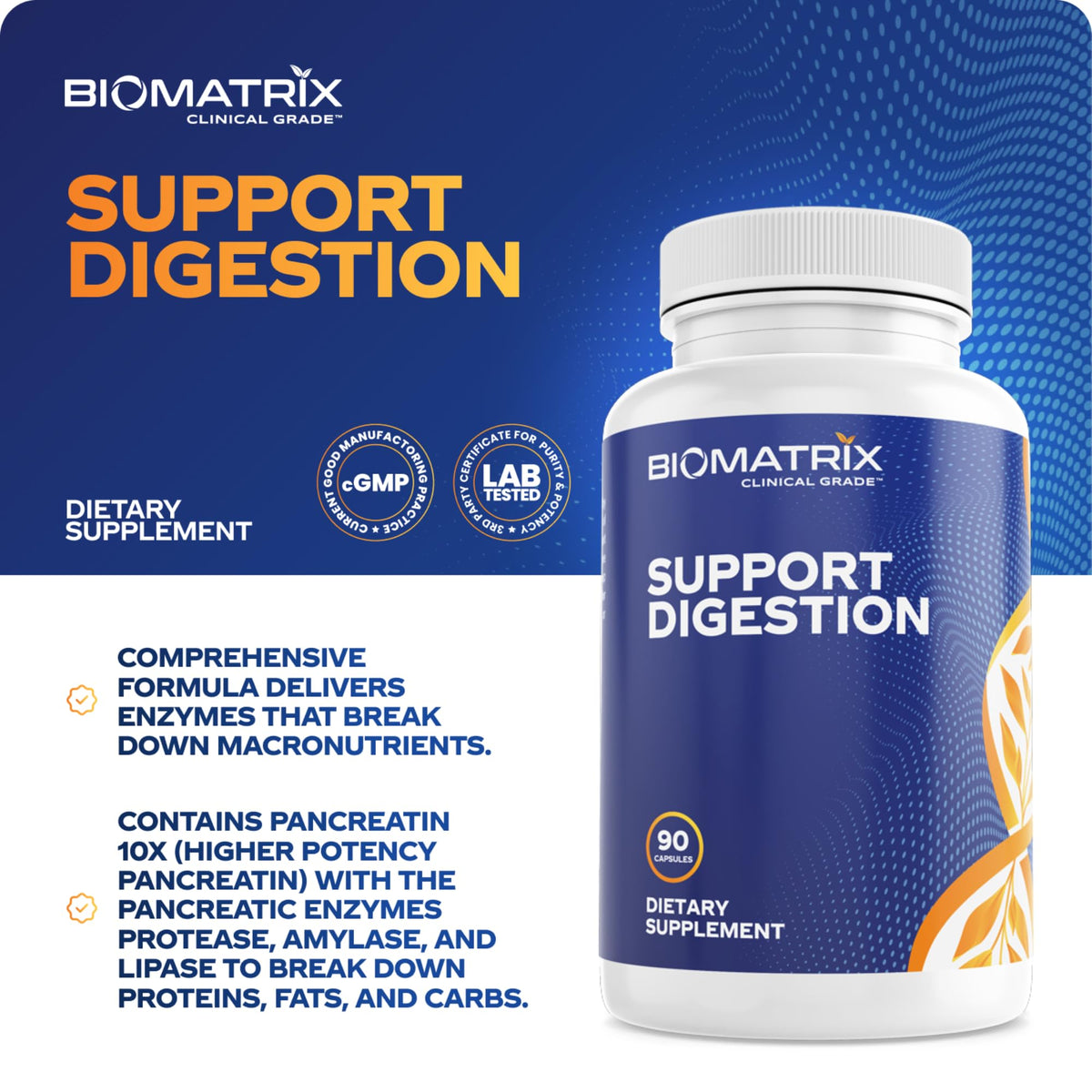 BioMatrix Digestive Enzymes with Betaine HCL & Ox Bile - 90 Capsules - image 3