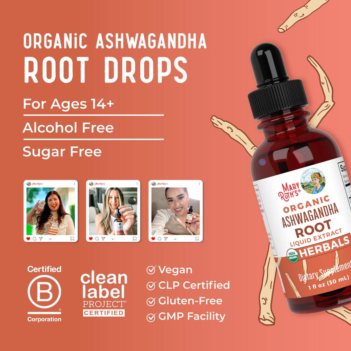 MARYRUTH'S Ashwagandha Root Liquid Drops Mood & Stress Support - 1 Fl Oz - image 8