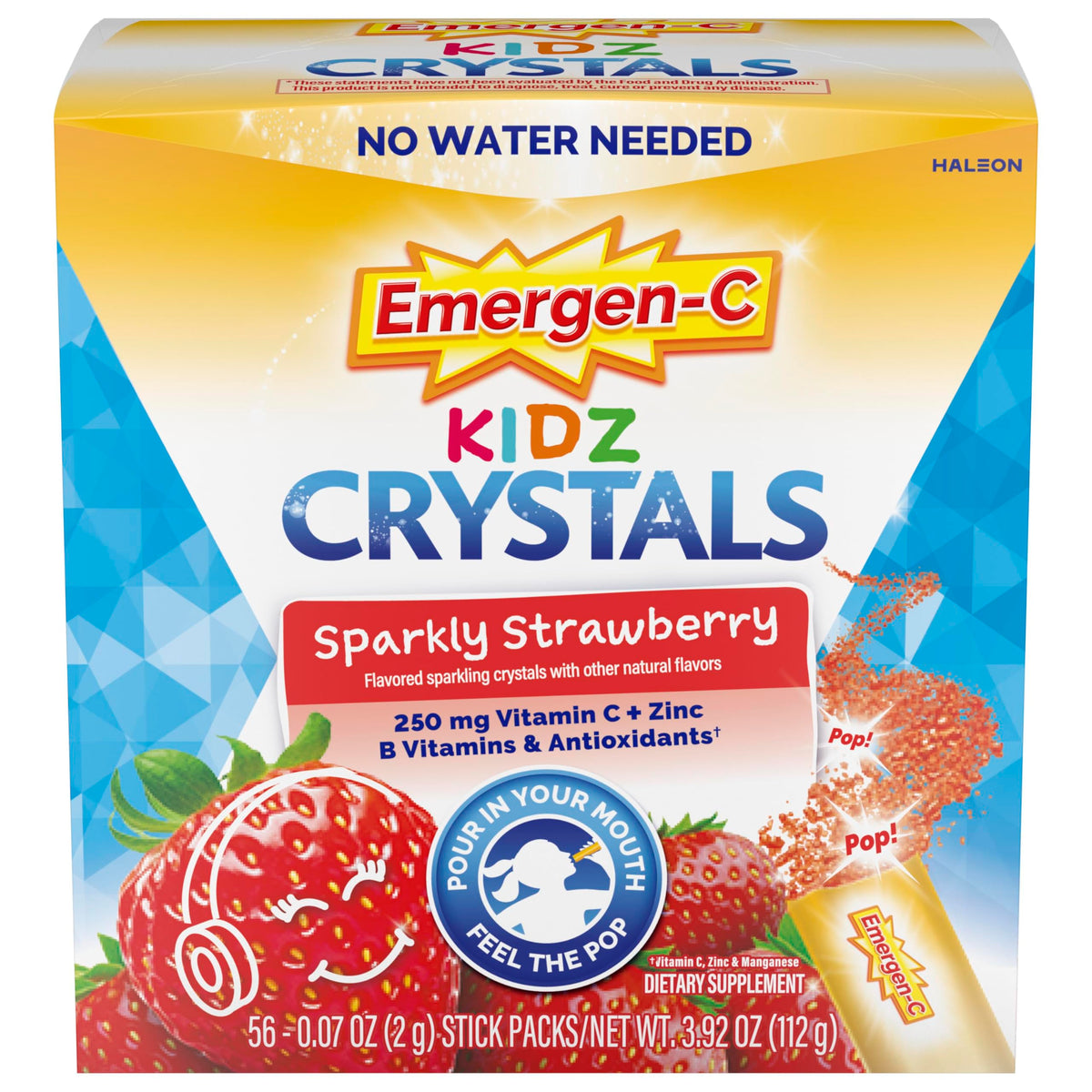 Emergen-C Kidz Vitamin C 250mg Crystals Strawberry - 56 Packets
