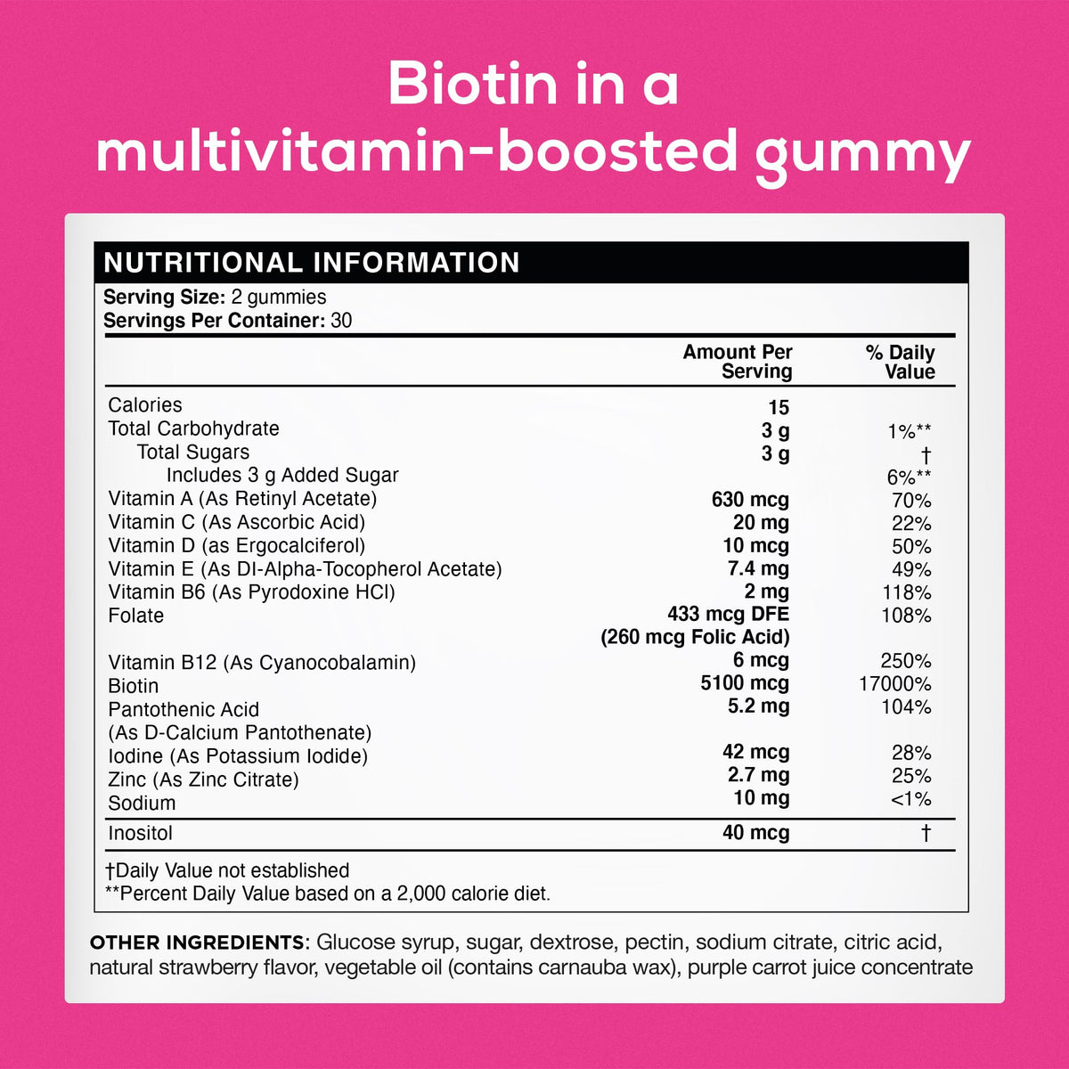 nothing BUT nutrition Biotin Gummies 5100 mcg Hair, Skin & Nails - 60 Gummies - image 2