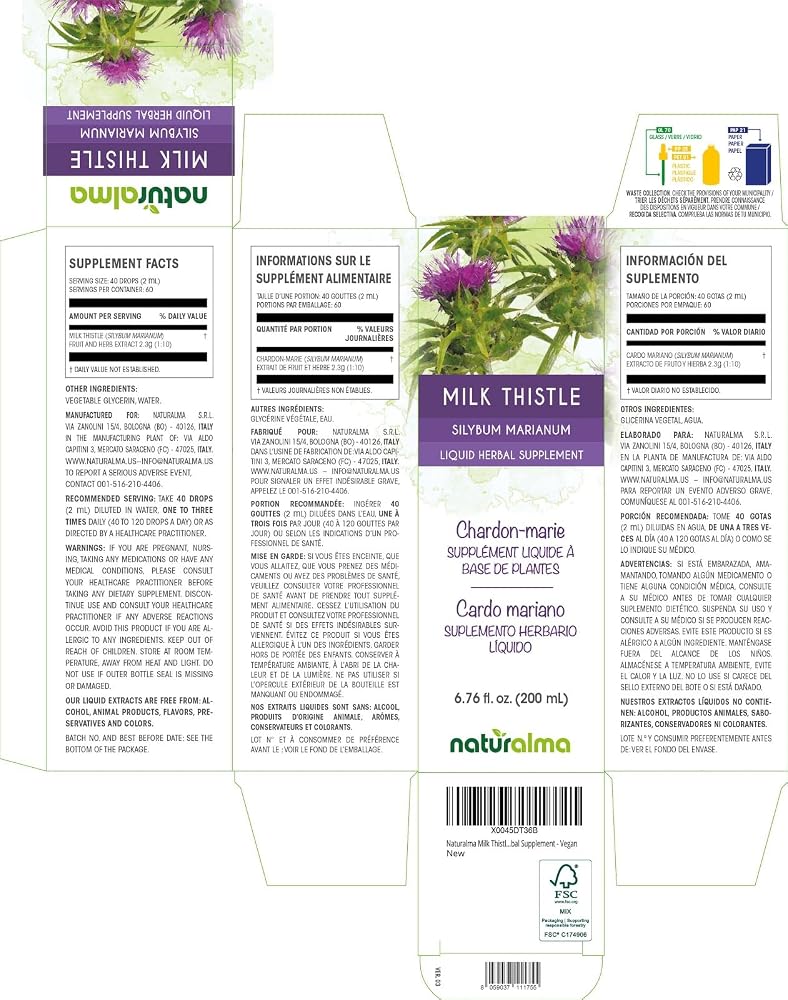 Naturalma Milk Thistle (Silybum marianum) Fruit and herb Tincture