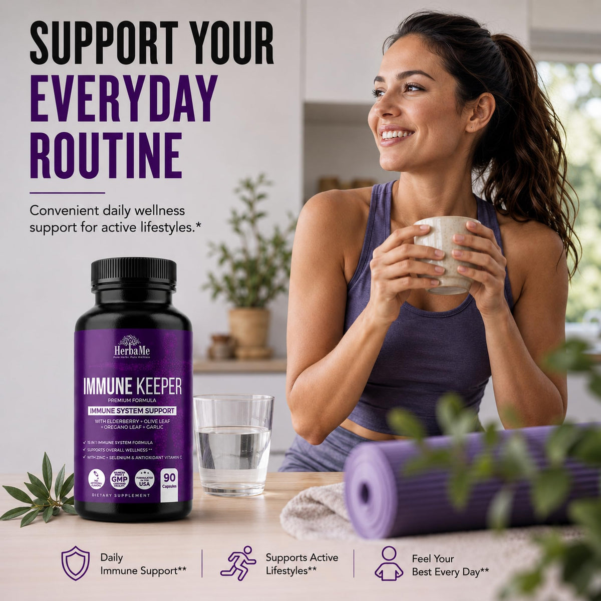 HerbaMe Immune Support Supplement with Elderberry & Zinc - 90 Capsules - image 7