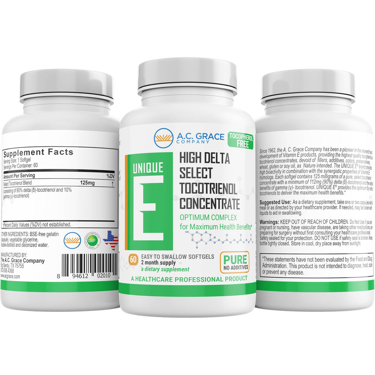 UNIQUE E Tocotrienols Tocopherol Free Softgels - 60 Softgels - image 2