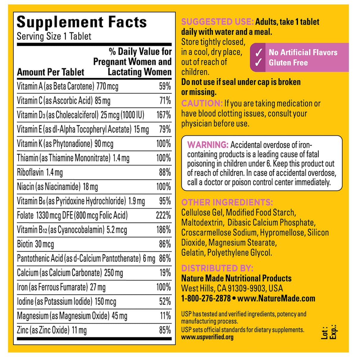 Nature Made Prenatal Multivitamin with Folic Acid - 250 Tablets - image 8