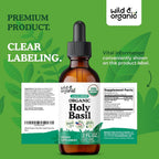 Wild & Organic Holy Basil Tincture - Organic Holy Basil Leaf Liquid