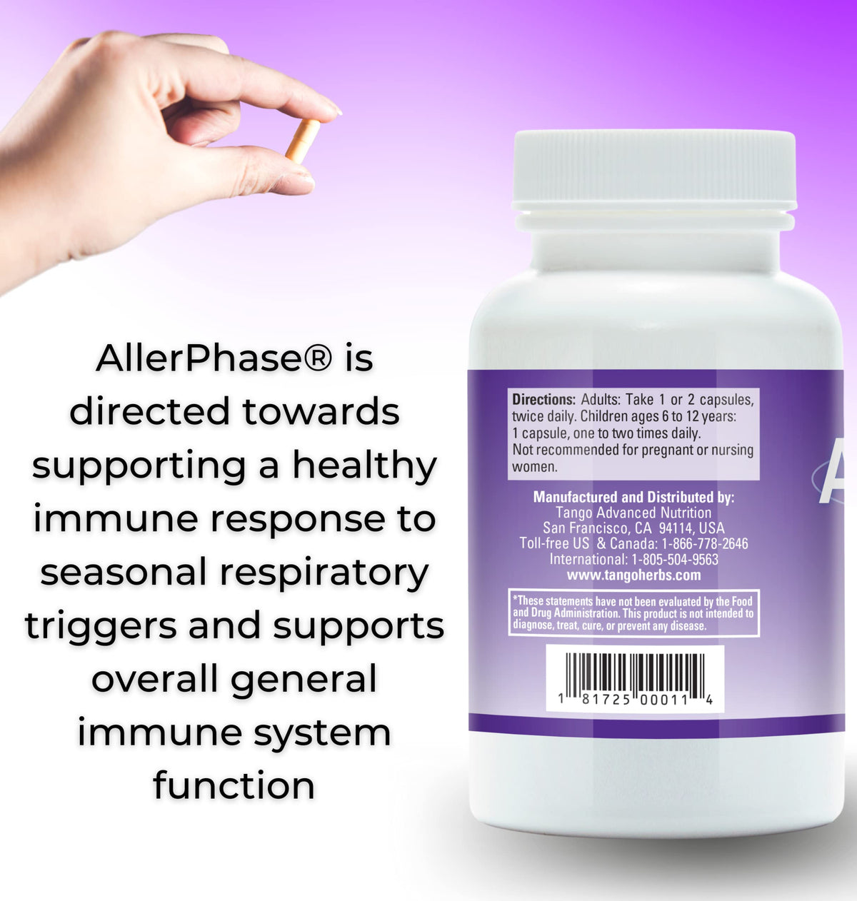 Tango AllerPhase Natural Herbal Sinus and Lung Relief - 30 Vegetarian Capsules - image 4