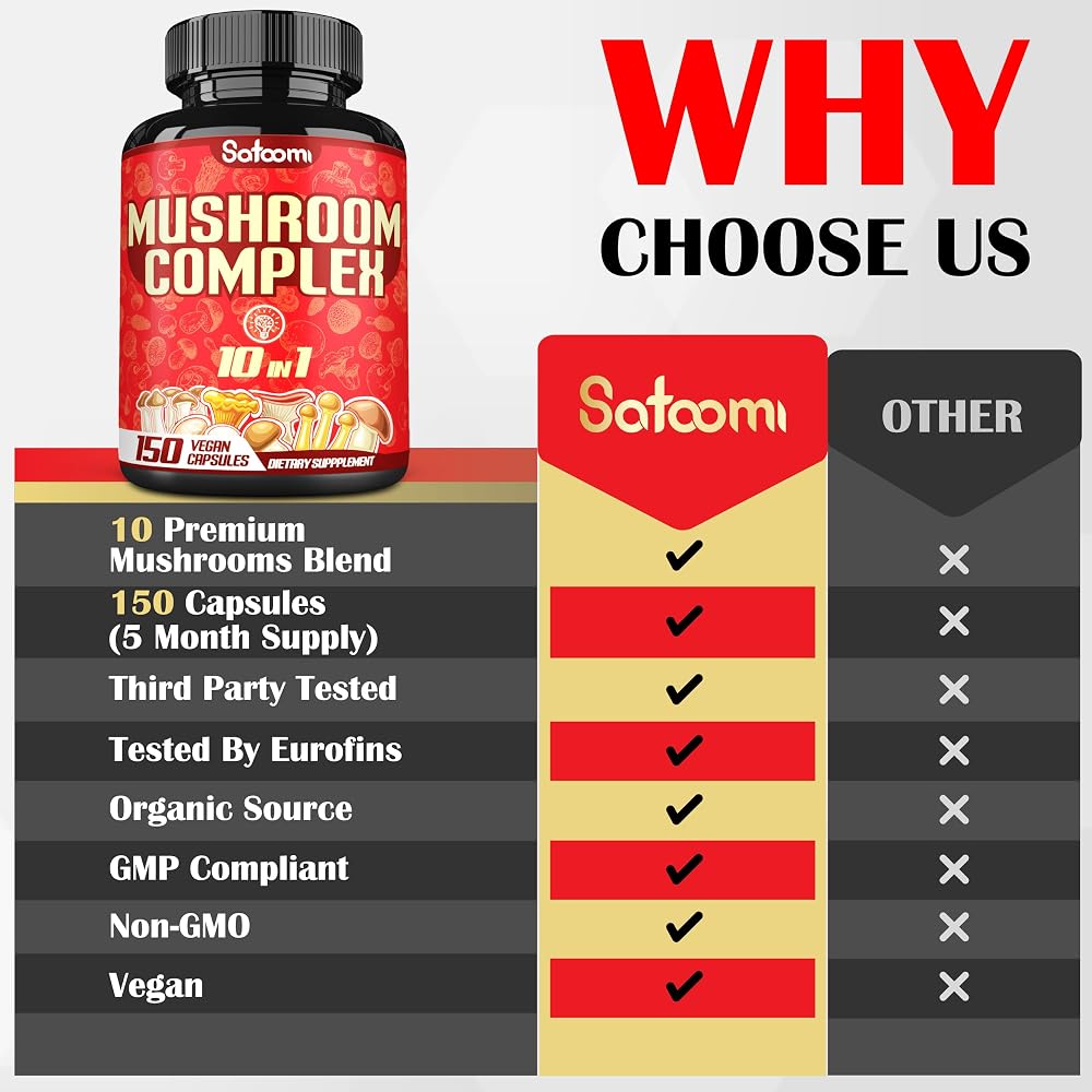 Satoomi 10in1 Mushroom Complex Brain Support - 150 Capsules - image 5