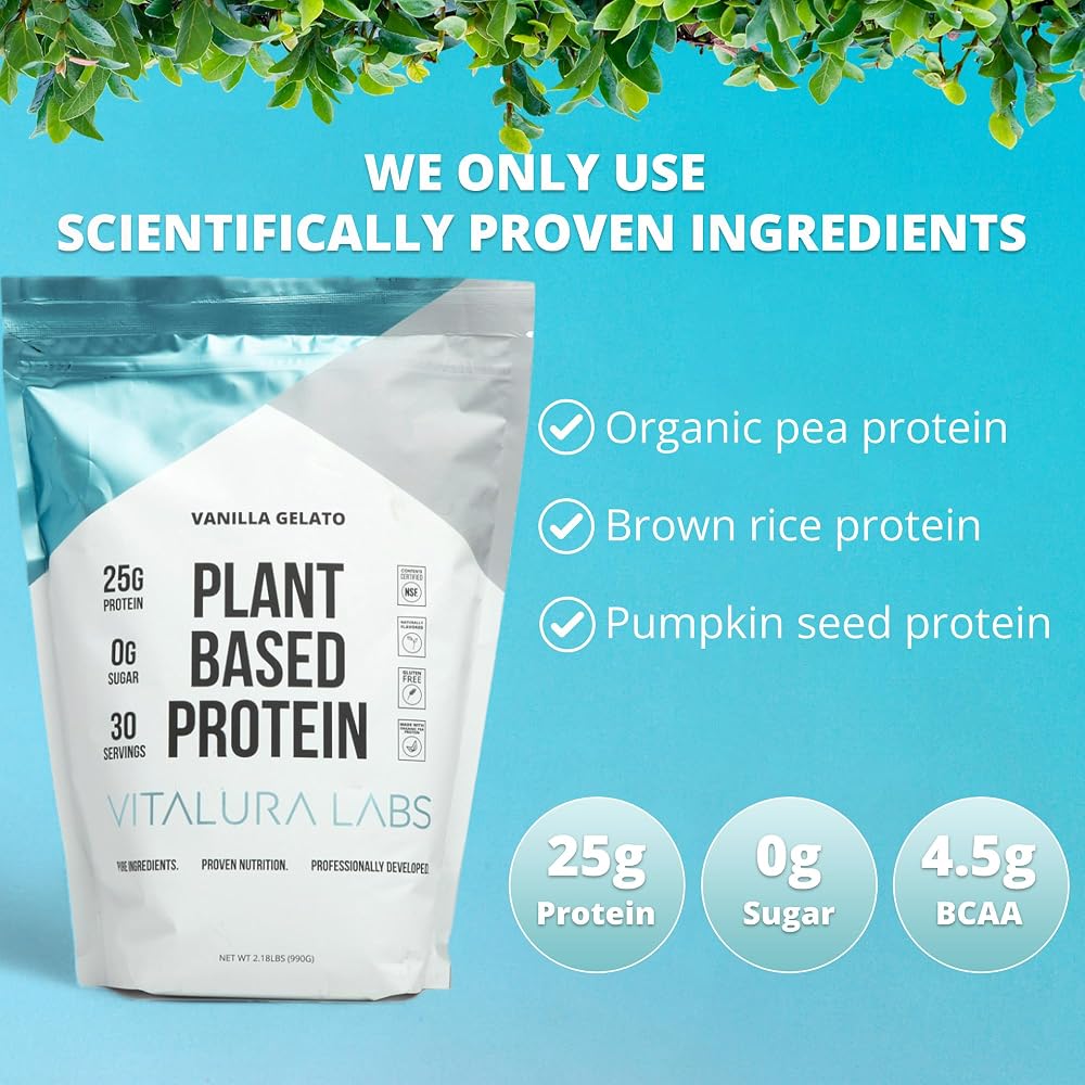 Vitalura Labs Plant-Based Protein Powder Vanilla Gelato - 30 Servings - image 3