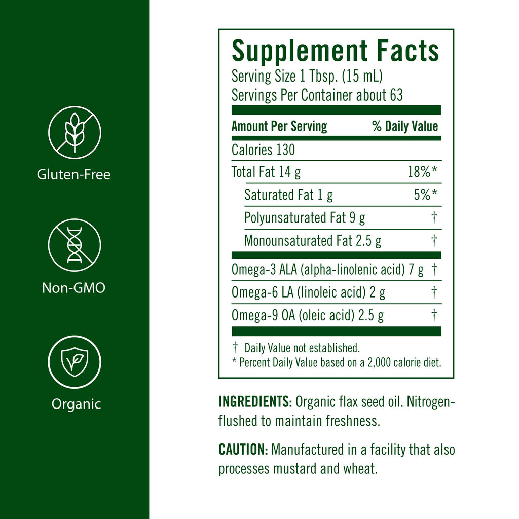 FloraHealth Certified Organic Flax Oil, Cold-Pressed, 32 fl. oz. Glass - image 2
