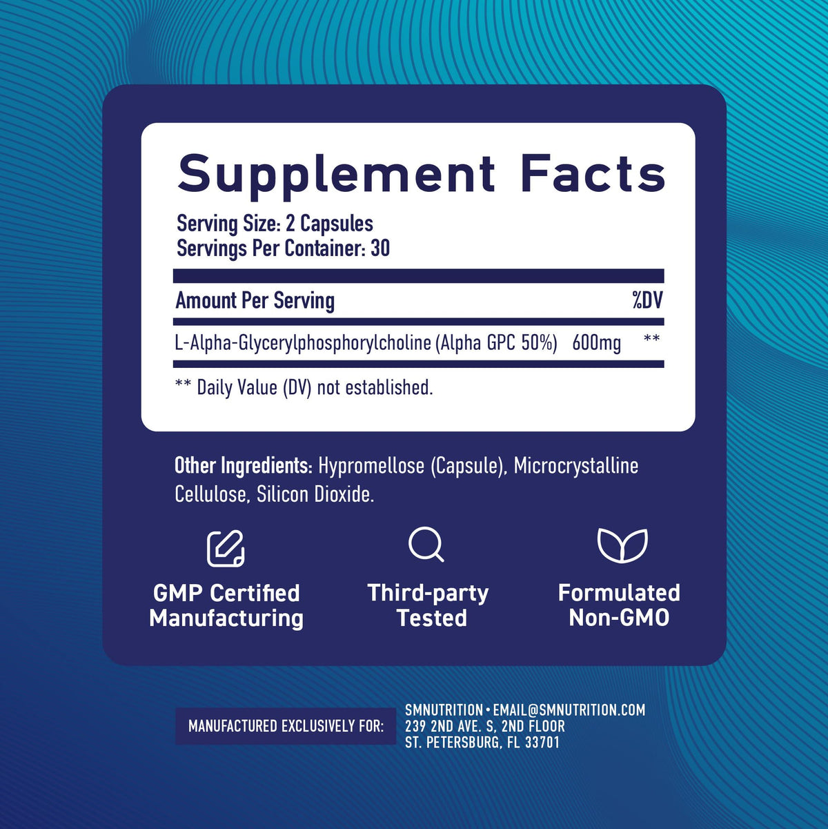 SMNutrition Alpha GPC 600 mg Brain & Memory Support - 60 Capsules - image 5