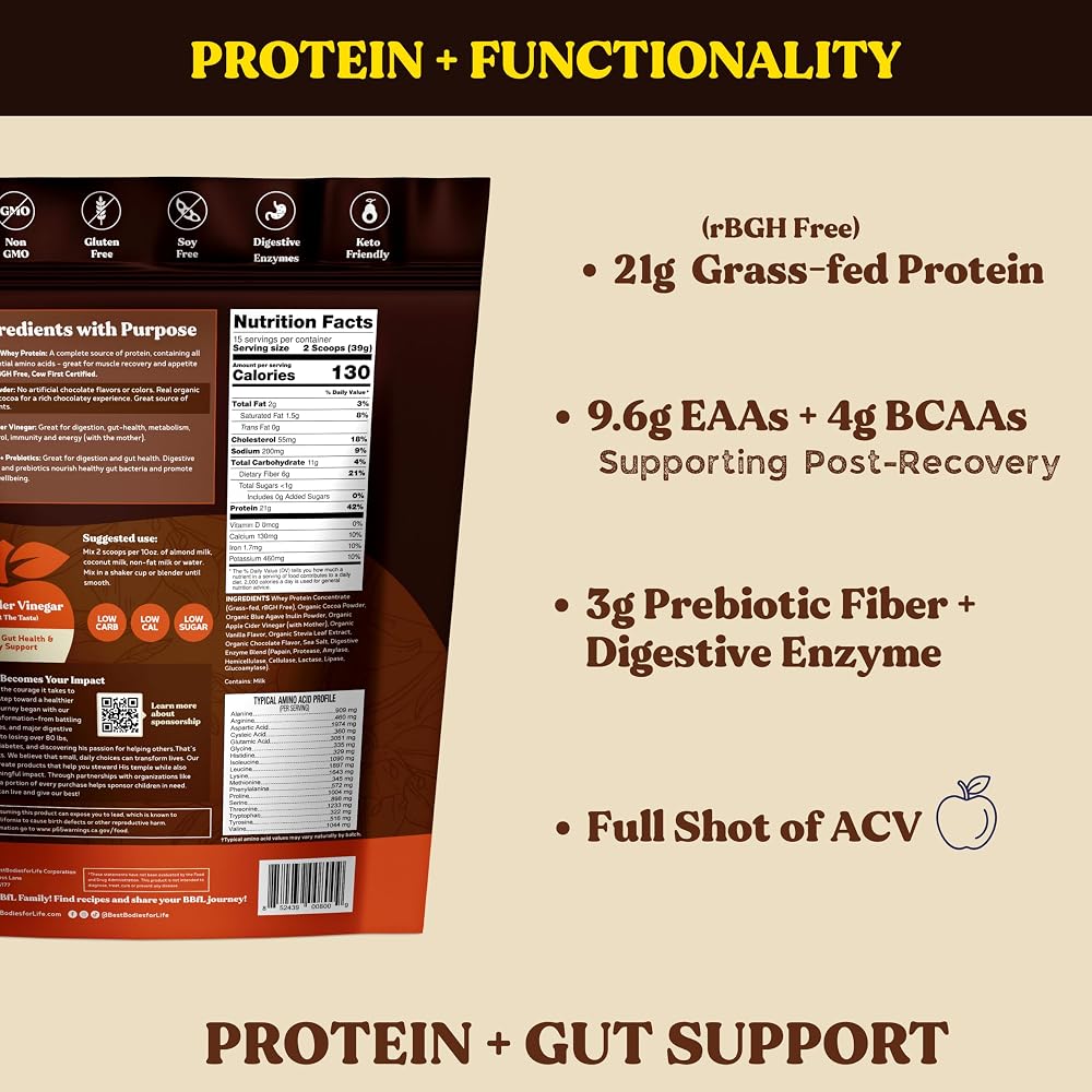 BBfL Grass-Fed Whey Protein Shake Cocoa Cream - 15 Servings - image 3