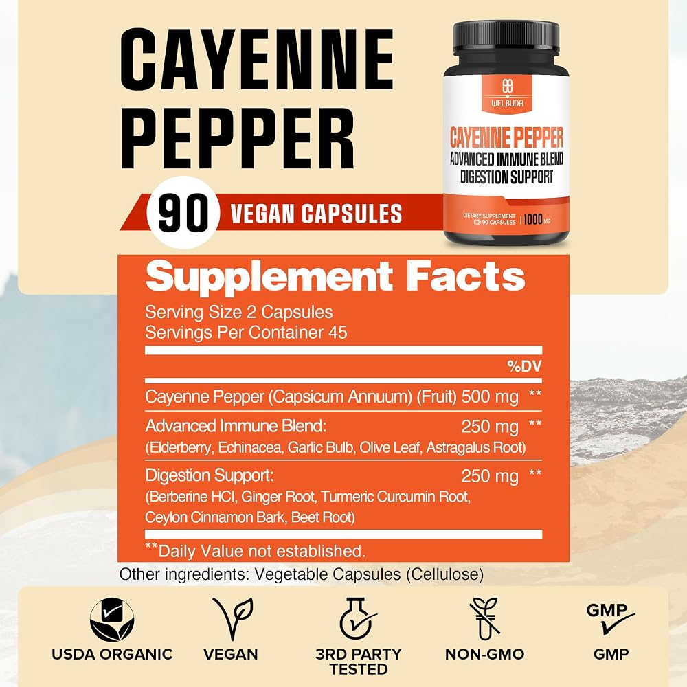 WELBUDA Cayenne Supplement - 90 210 Capsules - 300mg