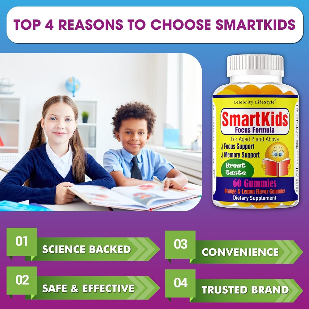 Celebrity LifeStyle Smart Kids Focus Gummies Omega 3-6-9 - 60 Gummies - image 4