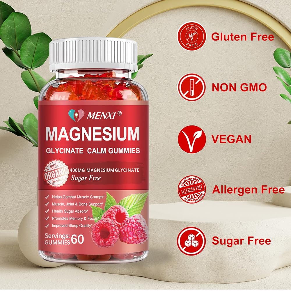 MENXI Magnesium Gummies 600mg per Serving-Magnesium Glycinate 400mg