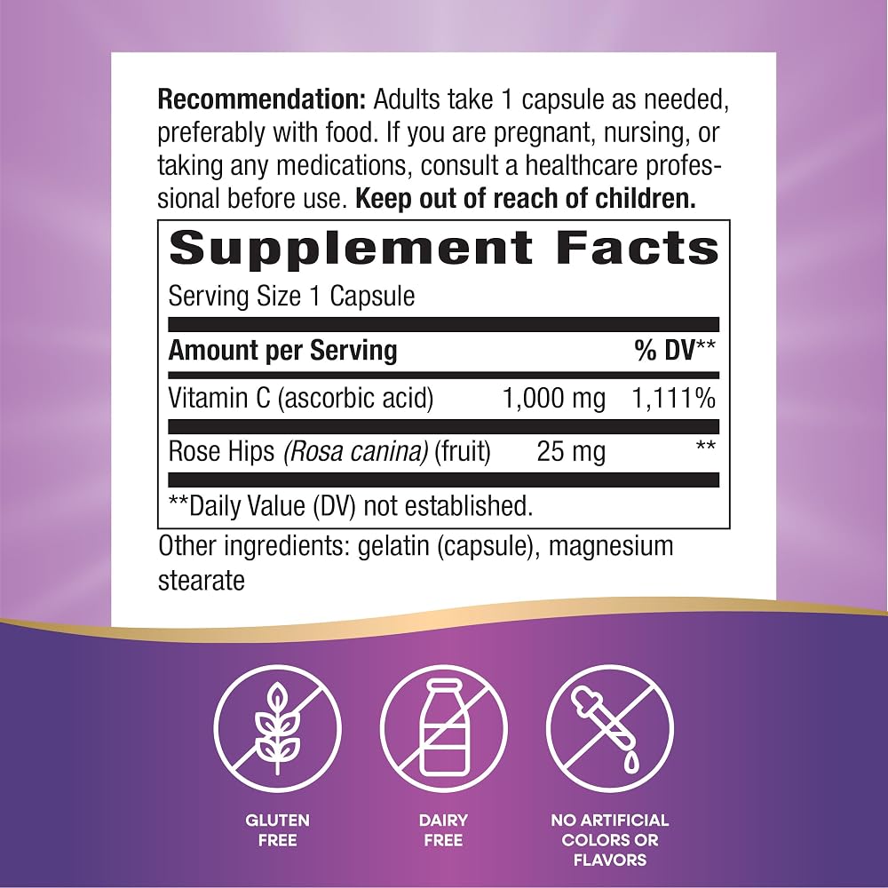 Nature's Way Vitamin C 1000 mg with Rose Hips - 200 Capsules - image 2