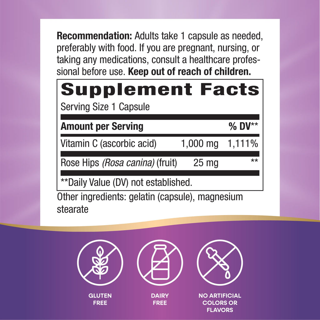 Nature's Way Vitamin C 1000 mg with Rose Hips - 200 Capsules - image 2