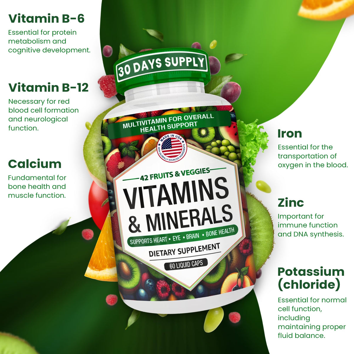AAMATEC LIFE Daily Multivitamin with Zinc & Fruit/Veggie Blend - 60 Capsules - image 4
