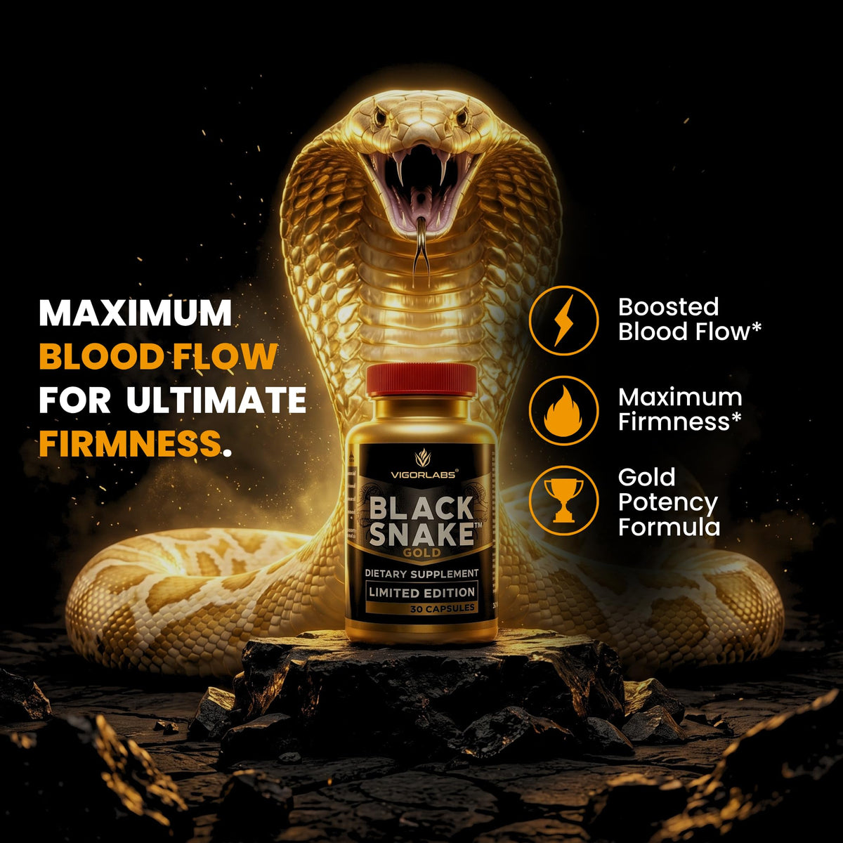 Vigor Labs Black Snake Gold Male Enhancement - 30 Capsules - image 4