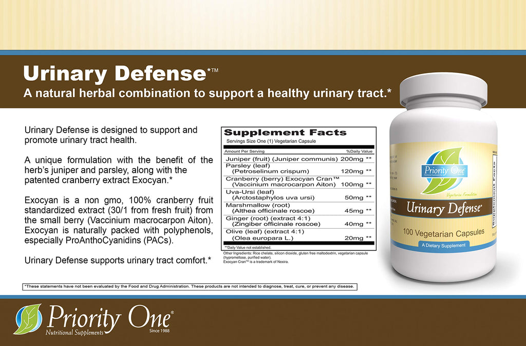 Priority One Vitamins Urinary Defense - 100 Vegetarian Capsules - image 7