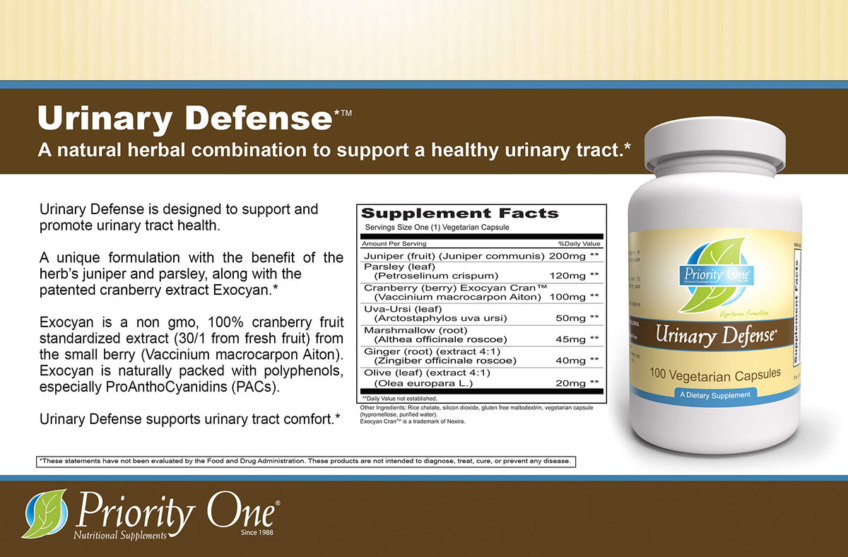 Priority One Vitamins Urinary Defense - 100 Vegetarian Capsules - image 7