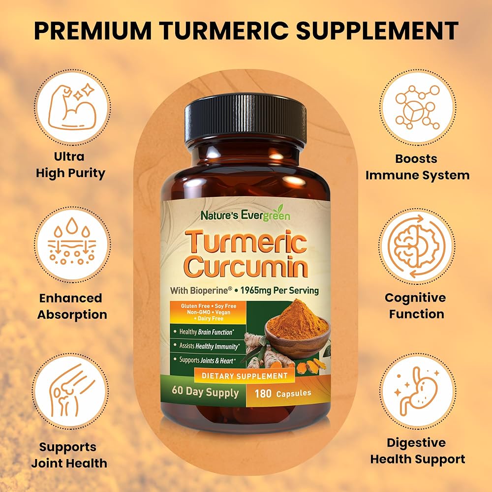 Nature's Evergreen Turmeric Curcumin Joint Support - 180 Capsules - image 3