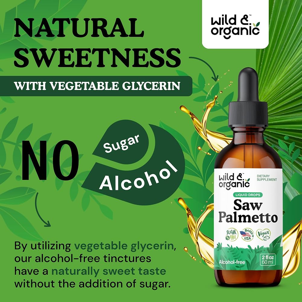 Wild & Organic Saw Palmetto Liquid Extract Supplement for Men & Women