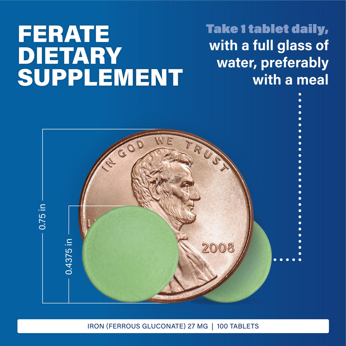 Major 27 mg Ferate Tabs - Ferrous Gluconate Elemental Iron Dietary