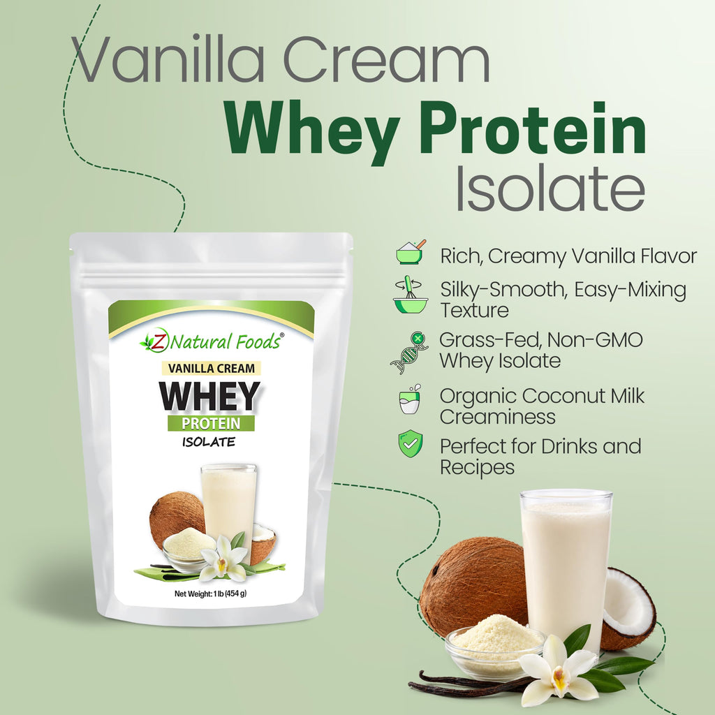 Z Natural Foods Whey Protein Isolate- Grass-Fed, No Sugar
