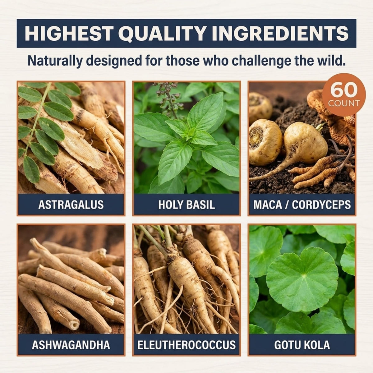 TruWild Adaptogens Vegan Capsule Supplement w/Ashwagandha + Maca