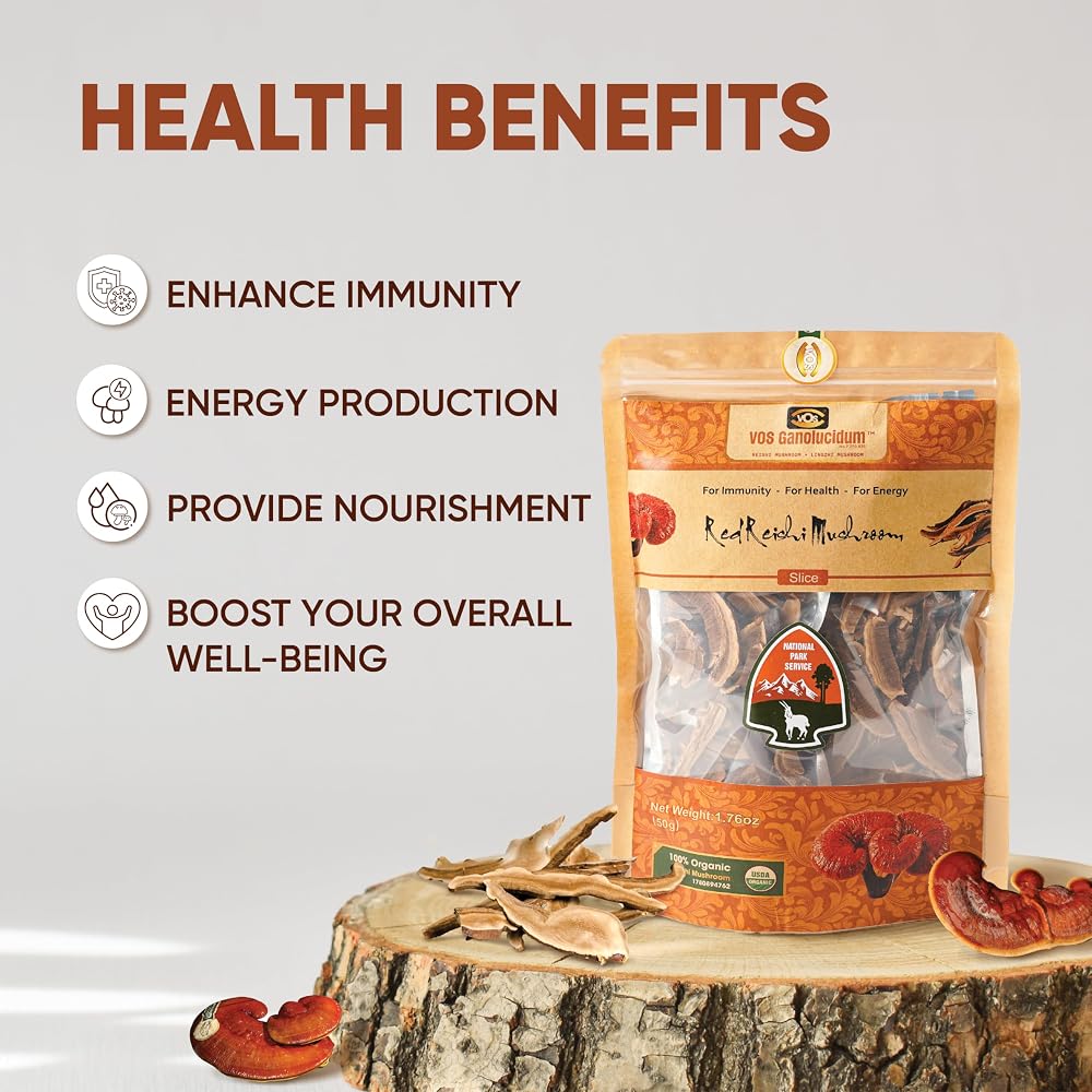 VOS GANOLUCIDUM Organic Sliced Dried Reishi Mushroom - 1.76 oz - image 4
