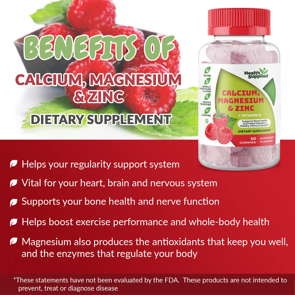 Health Supplied Calcium Magnesium Zinc Vitamin D Gummies - 60 Count - image 4