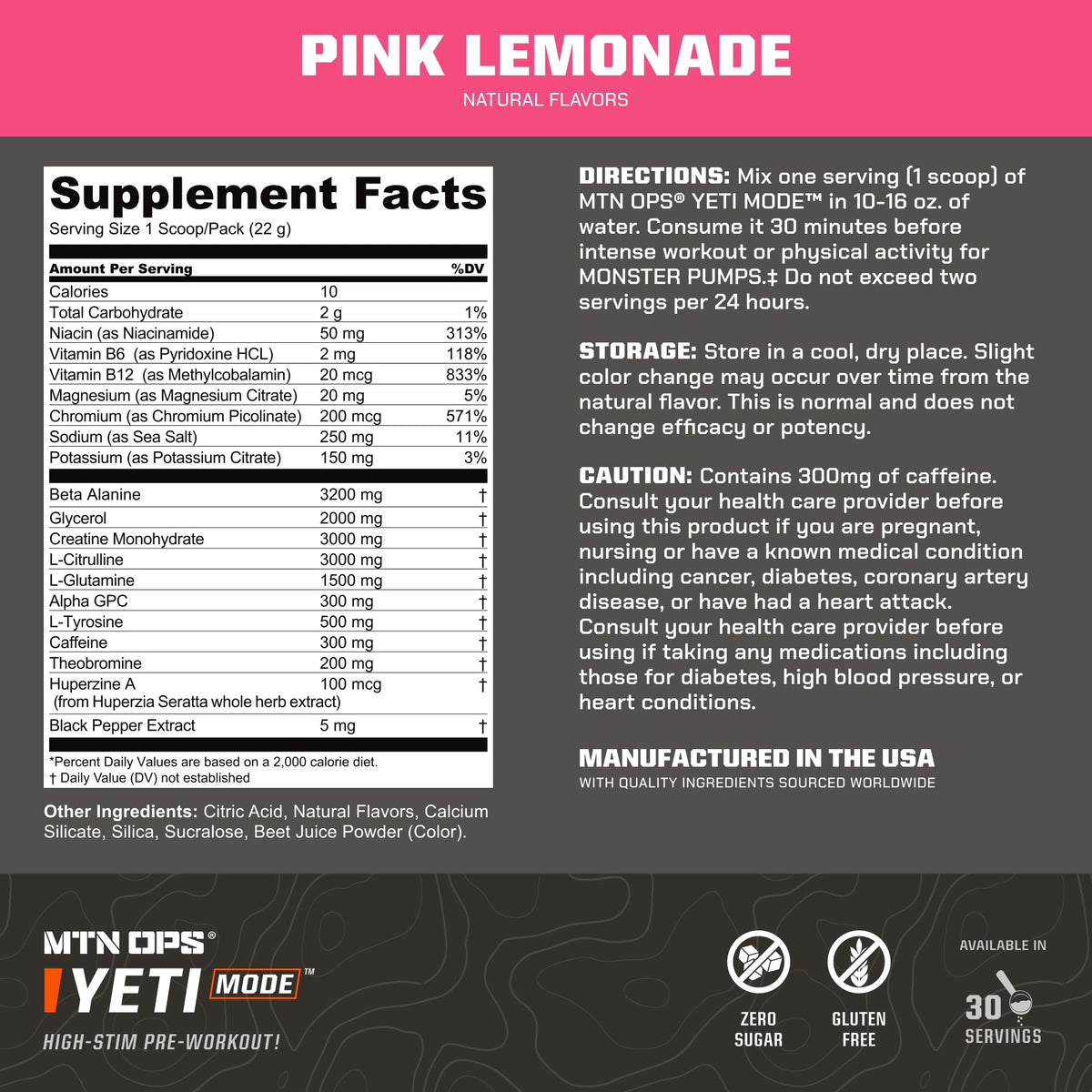 MTN OPS Yeti Mode Pre-Workout Powder - Explosive High-Stimulant