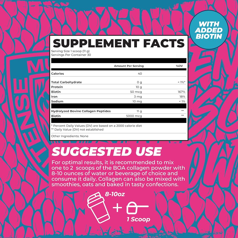 BOA Collagen Hydrolyzed Protein Powder with Biotin and Iron - 30 Servings - image 3