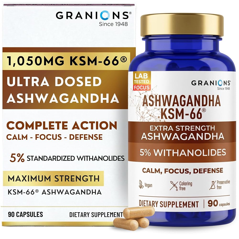 Granions KSM-66 Ashwagandha Stress & Focus Support - 90 Capsules