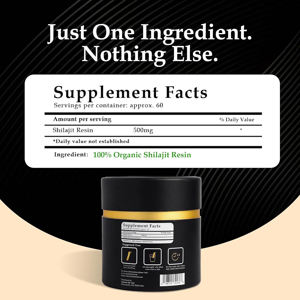 Ancient Aid Himalayan Shilajit Resin 500 mg - 60 Servings - image 5