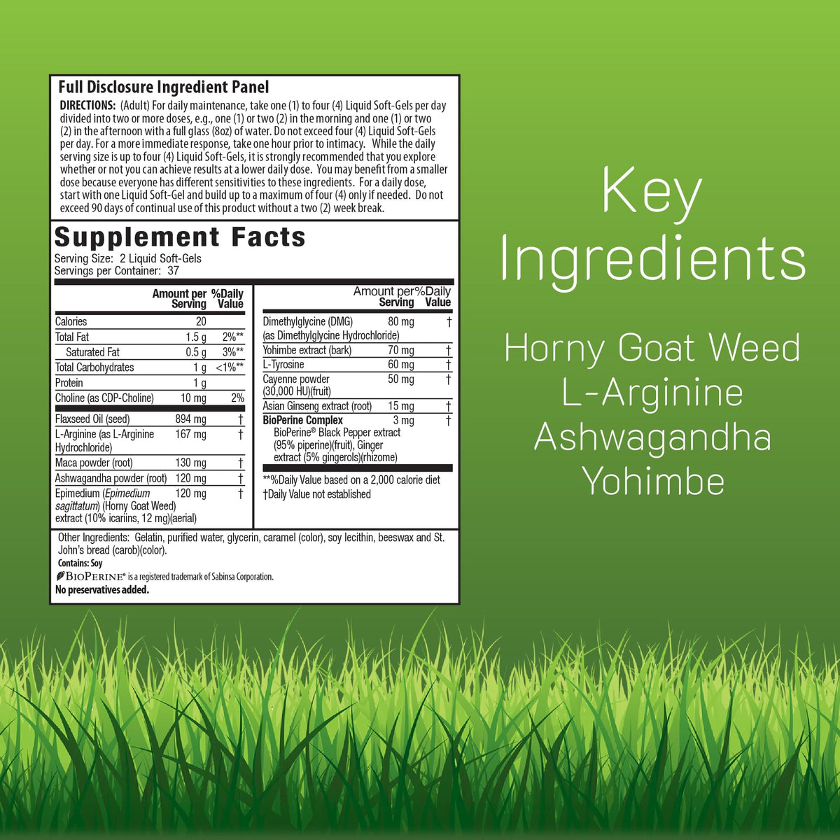 Irwin Naturals L-Arginine + Horny Goat Weed Male Vitality Support - 75 Softgels - image 2