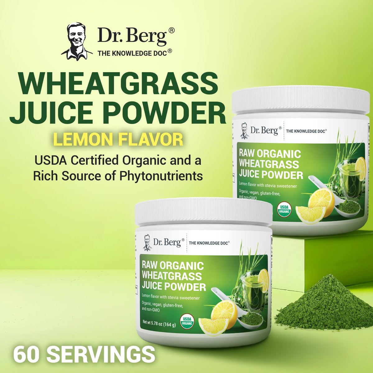 Dr. Berg Organic Green Powder Superfood with Wheatgrass - 60 Servings - image 4
