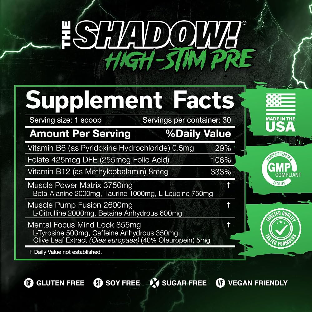 JNX SPORTS The Shadow! Strong Pre Workout, High Stim, 30 Servings