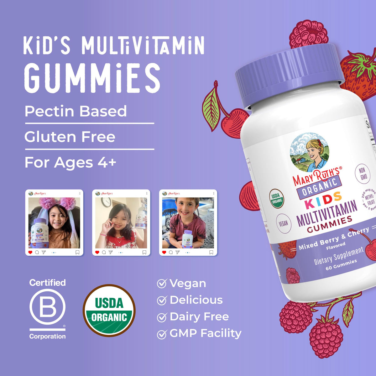 MARYRUTH'S USDA Organic Kids Multivitamin Gummies Ages 4+ - 60 Count - image 9