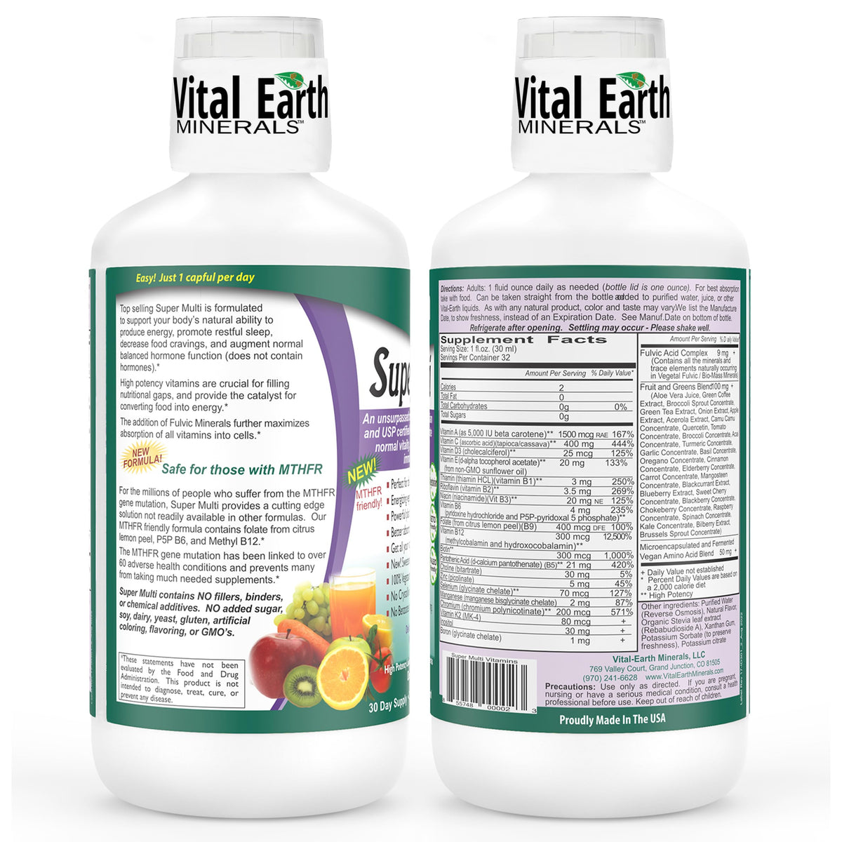 Vital Earth Minerals Super Multi Liquid Multivitamin - 32 Fl Oz - image 2