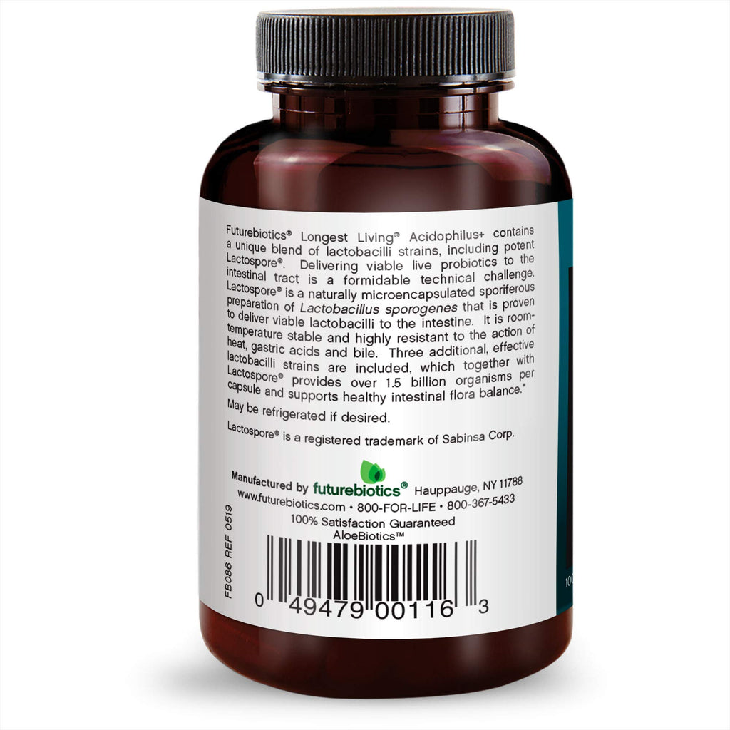 Futurebiotics Longest Living Acidophilus+ - 100 Vegetarian Capsules - image 7