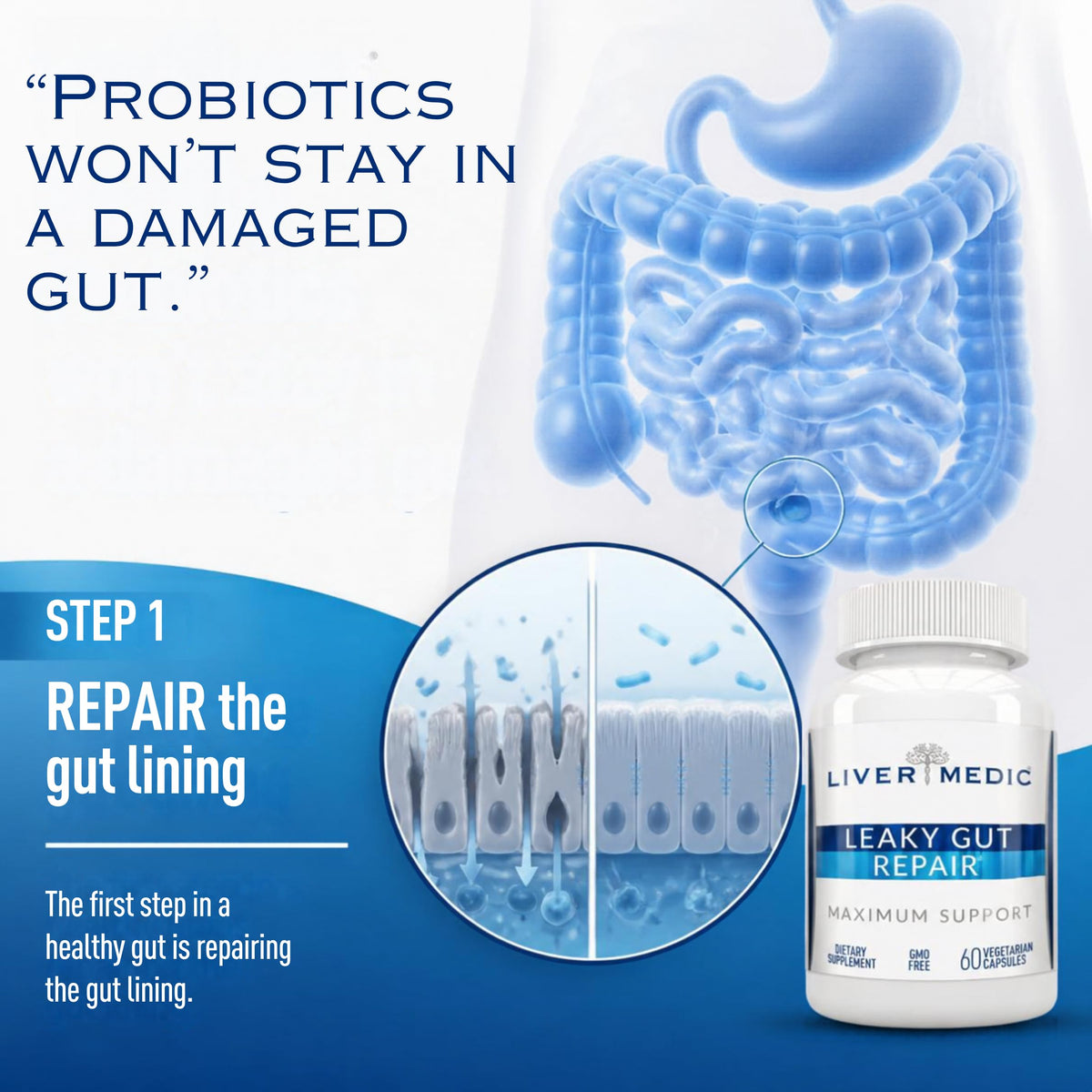 Liver Medic Leaky Gut Repair Supplement - 60 Capsules - image 5