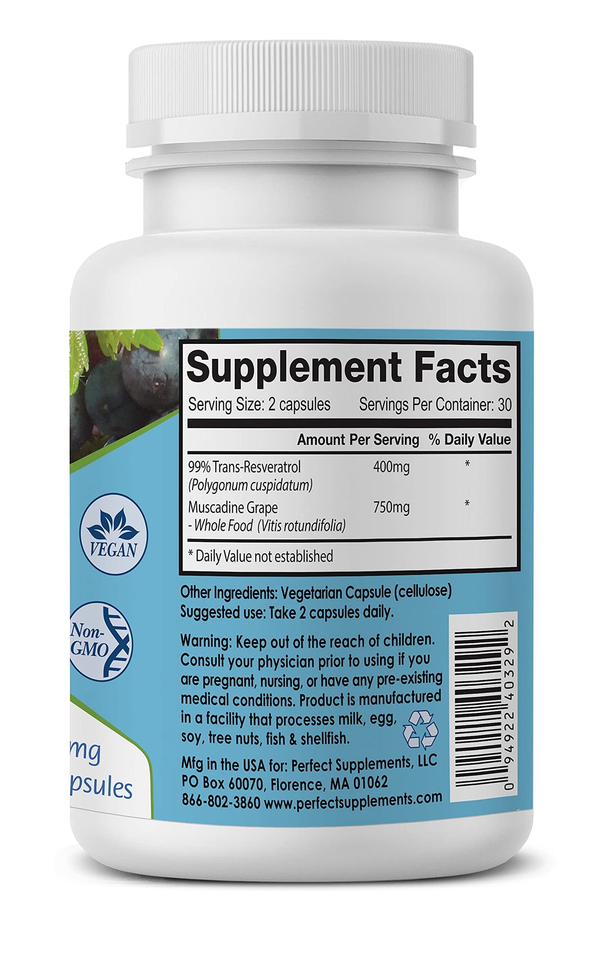 Perfect Supplements ResGrape Resveratrol MAX - 60 Capsules - image 2